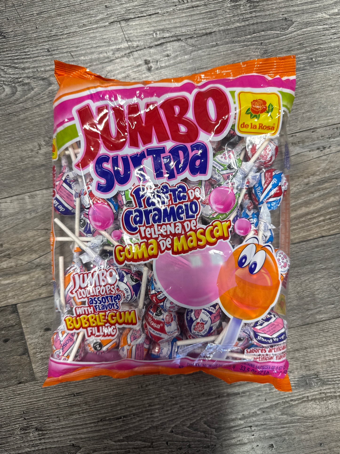 Jumbo Lollipops with Bubble Gum Filling 50 pk