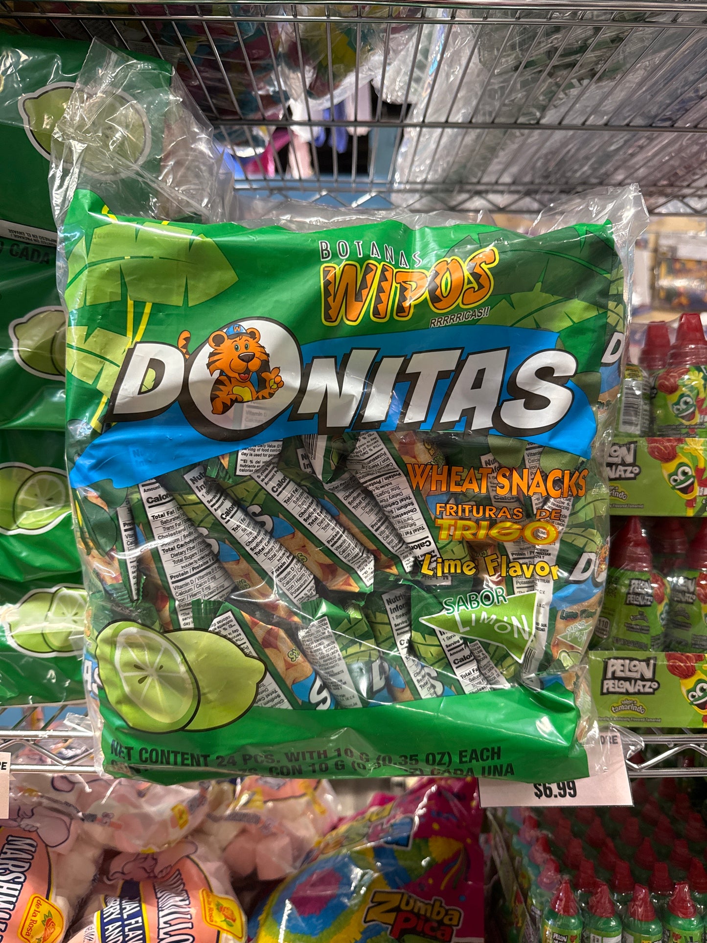 Botanas Wipos Wheat Lime Snacks 24 pack