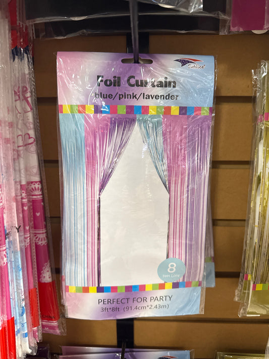 Foil Curtain - blue/pink/lavendar