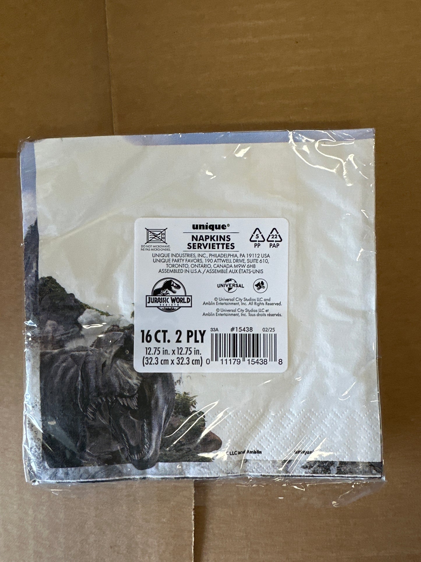 Jurassic World napkin