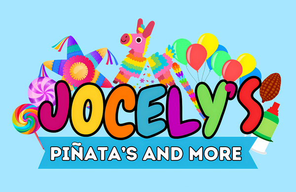 Jocelys Pinatas and more with pintas breaking and candy in the background with colored baloons