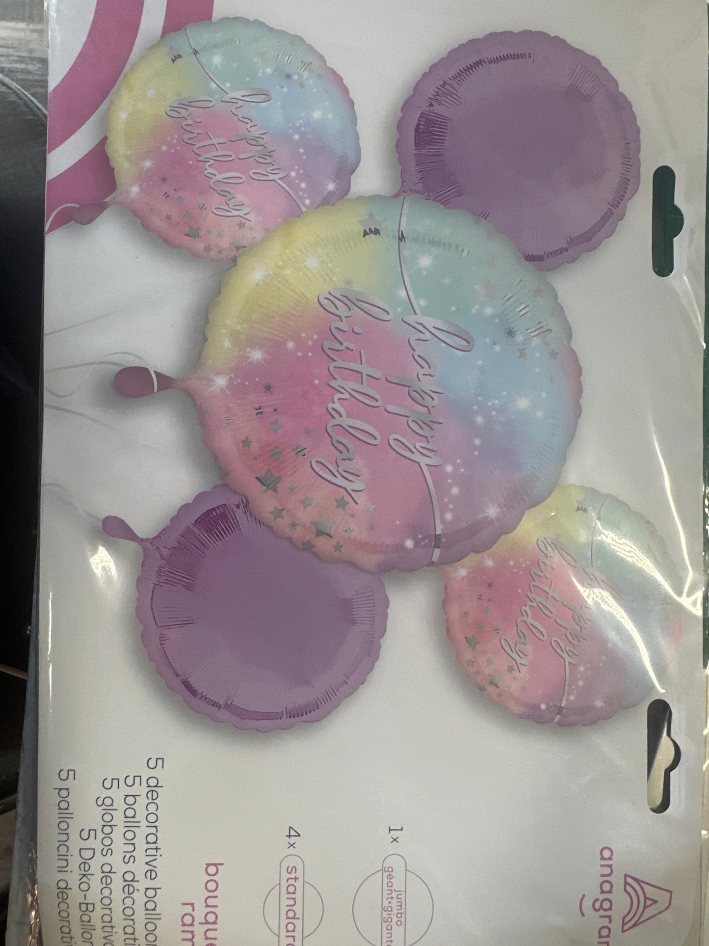 Pastel Happy Birthday Balloons