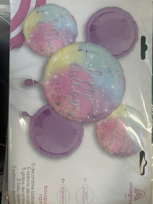 Pastel Happy Birthday Balloons