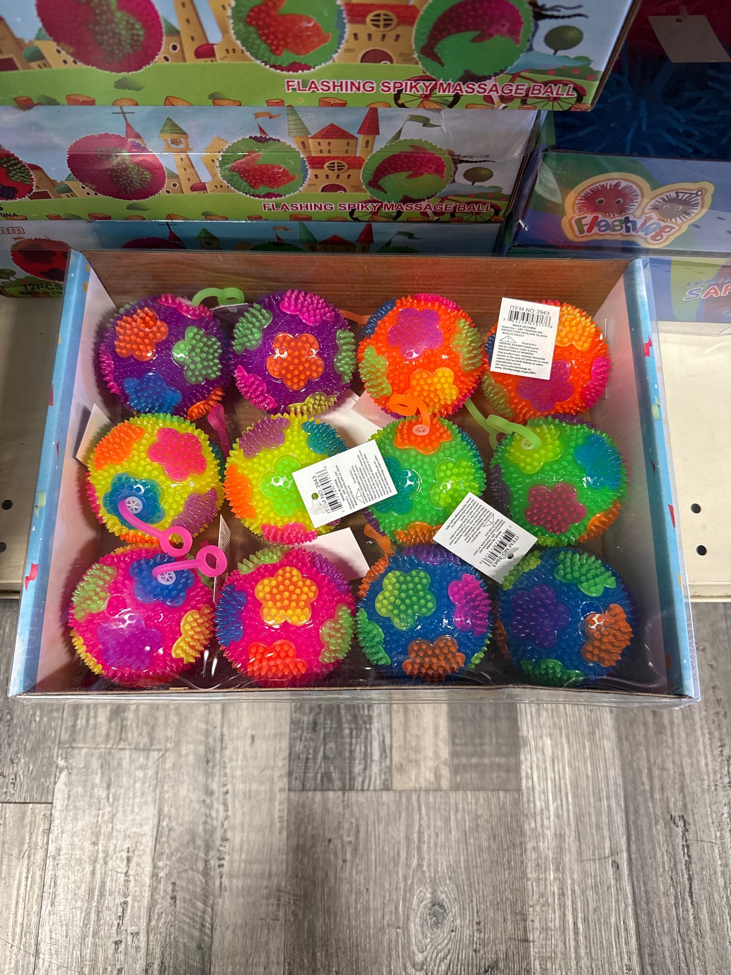 Flashing Spiky Small Ball 12 pk Flowers