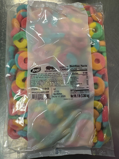 Jovy 5lbs Neon Sour Ring Gummy’s