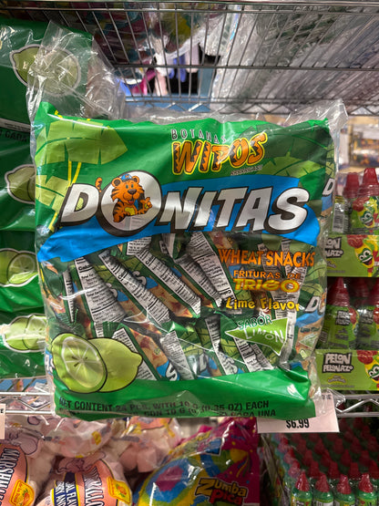 Botanas Wipos Wheat Lime Snacks 24 pack