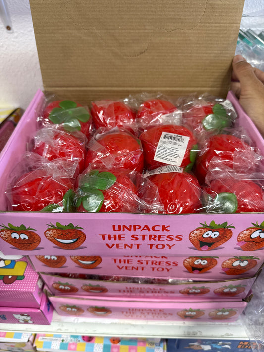 Unpack the Stress Strawberry Squish Toy 12 pk