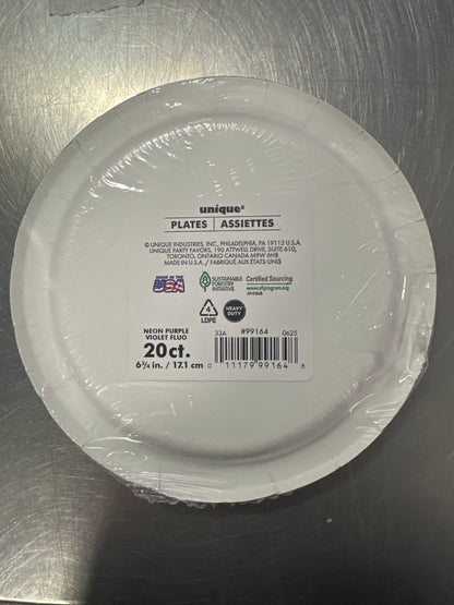 Small Color Neon Purple Plates
