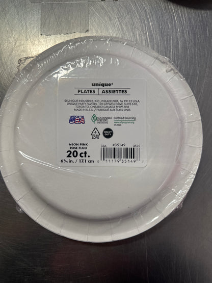 Small Color Hot Pink Plates
