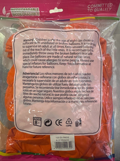 Orange GloMex Balloons 100pcs
