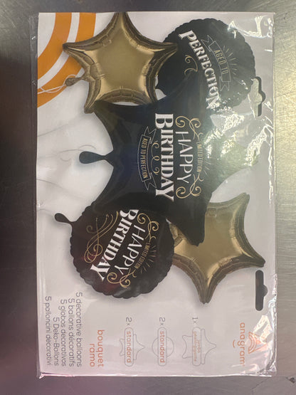 Black and Gold Happy Birthday Balloons